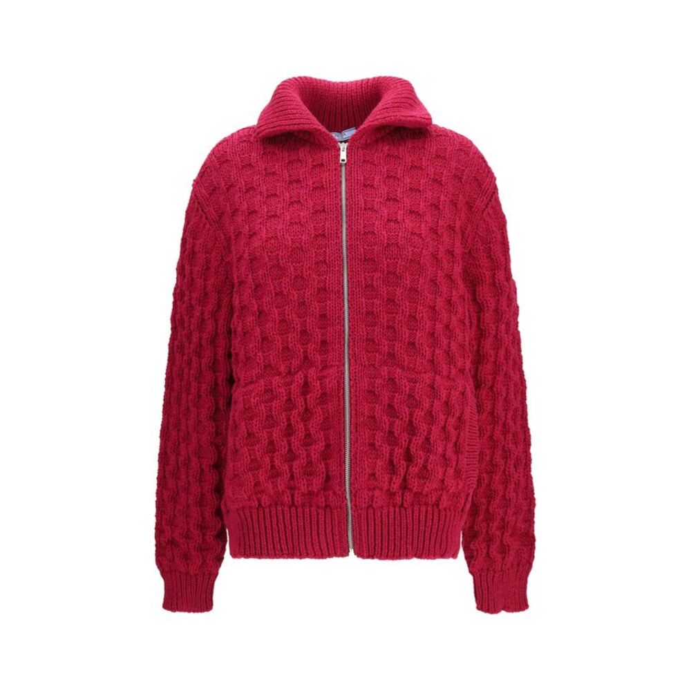 Prada Women Aran Wool Zip Cardigan